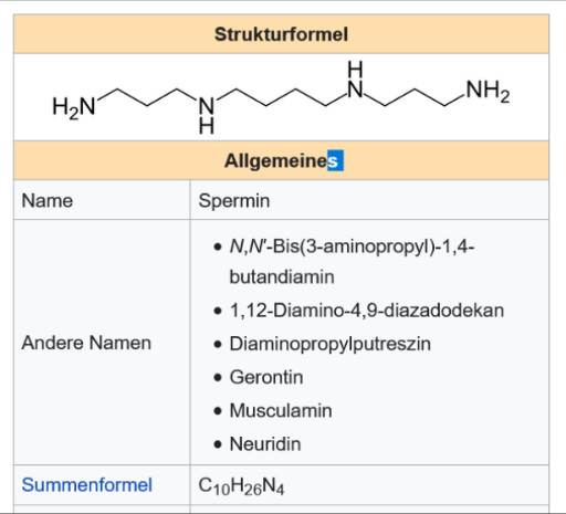 screenshot Spermidin Chemischer Aufbau wikipedia