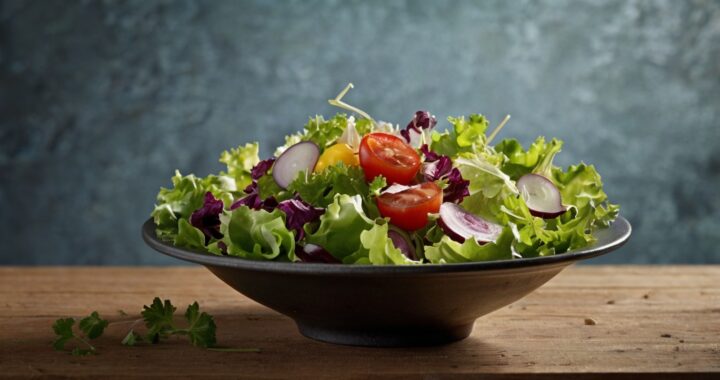 Eine Bowl mit gemischtem Salat auf einem Tisch, der Spermidin Super Bowl